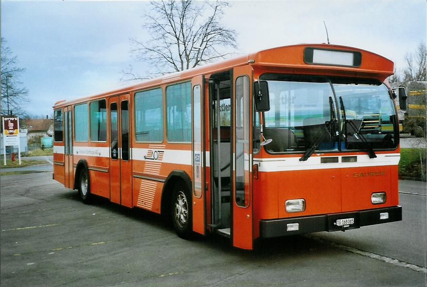 (104'116) - AOT Amriswil - Nr. 8/TG 168'065 - Saurer/Tscher (ex Frommelt, Vaduz) am 4. Februar 2008 in Amriswil, Garage II