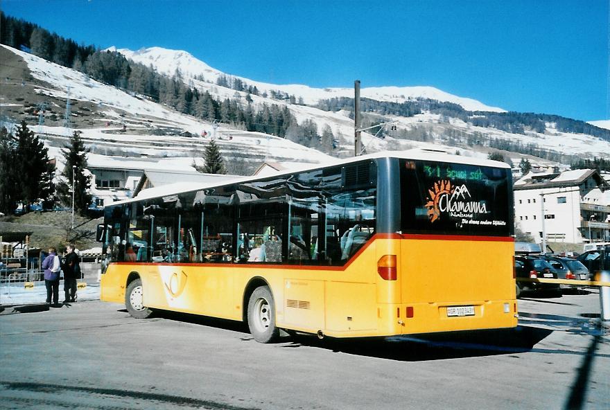 (104'427) - PostAuto Graubnden - GR 102'343 - Mercedes am 19. Februar 2008 beim Bahnhof Scuol-Tarasp