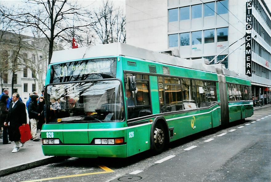 (104'535) - BVB Basel - Nr. 926 - Neoplan Gelenktrolleybus am 20. Februar 2008 in Basel, Claraplatz