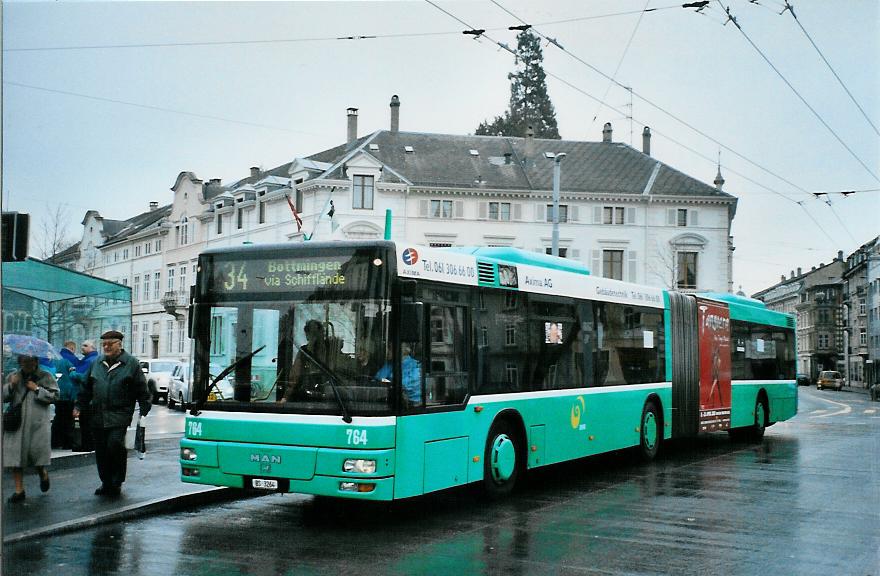 (104'603) - BVB Basel - Nr. 764/BS 3264 - MAN am 20. Februar 2008 in Basel, Wettsteinplatz