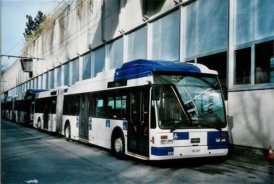 (105'302) - TL Lausanne - Nr. 551/VD 1529 - Van Hool am 15. Mrz 2008 in Lausanne, Dpt Borde