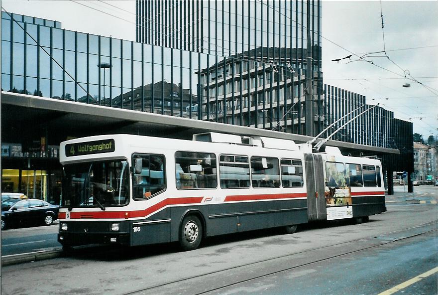 (105'820) - VBSG St. Gallen - Nr. 166 - NAW/Hess Gelenktrolleybus am 29. Mrz 2008 beim Bahnhof St. Gallen