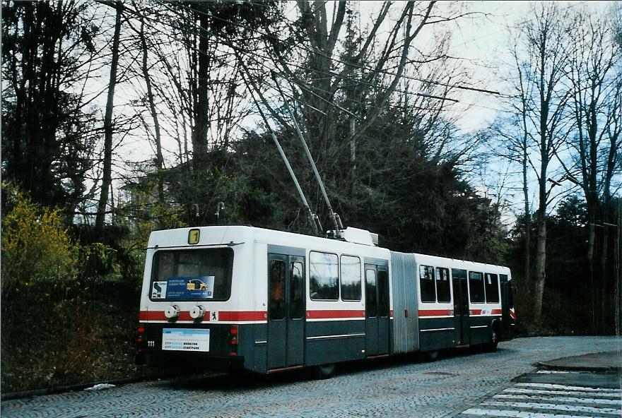 (105'918) - VBSG St. Gallen - Nr. 111 - Saurer/Hess Gelenktrolleybus am 29. Mrz 2008 in St. Gallen, Stocken