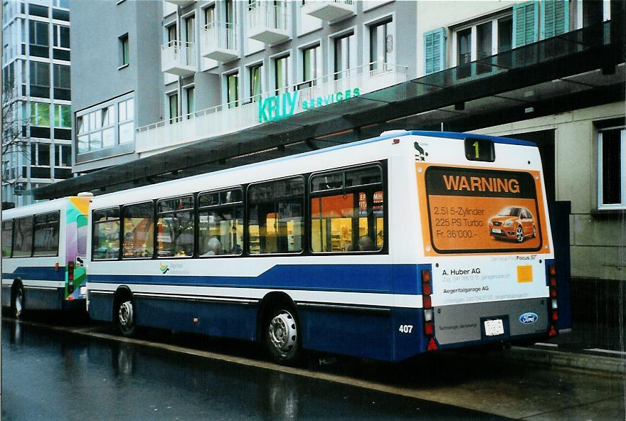 (106'036) - ZVB Zug - Nr. 407/ZG 82'547 - Lanz+Marti/Hess Personenanhnger (ex Nr. 107) am 31. Mrz 2008 beim Bahnhof Zug