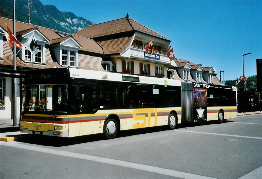 (108'508) - STI Thun - Nr. 107/BE 521'107 - MAN am 5. Juli 2008 beim Bahnhof Interlaken Ost