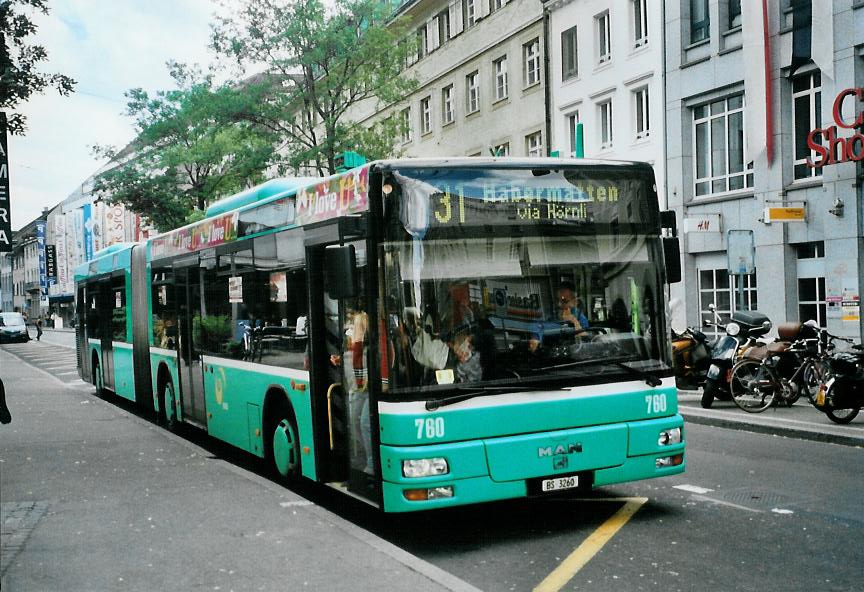 (108'907) - BVB Basel - Nr. 760/BS 3260 - MAN am 7. Juli 2008 in Basel, Claraplatz