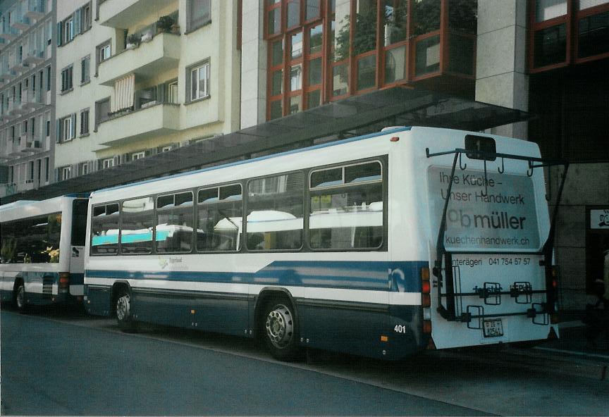 (109'413) - ZVB Zug - Nr. 401/ZG 82'541 - Lanz+Marti/Hess Personenanhnger (ex Nr. 101) am 16. Juli 2008 beim Bahnhof Zug