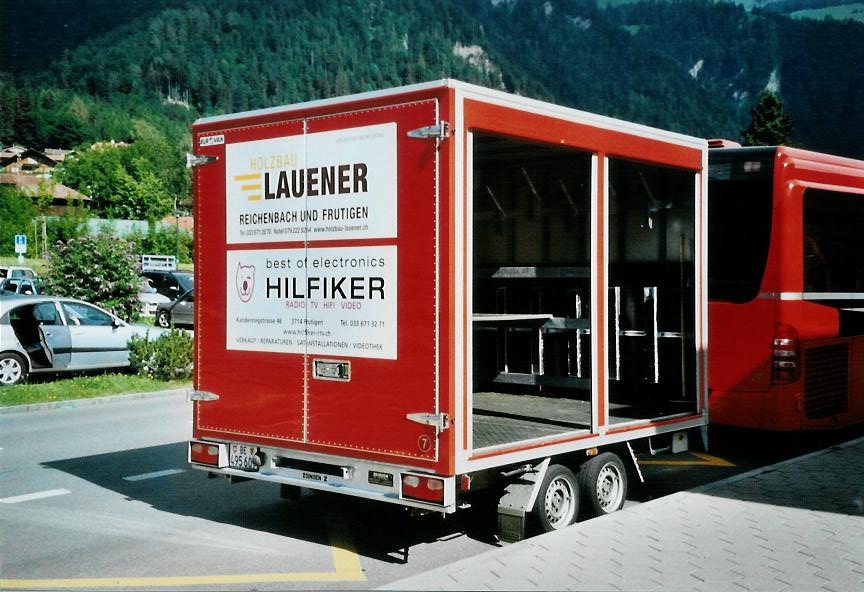 (110'033) - AFA Adelboden - Nr. 7/BE 495'607 - Zbinden Gepckanhnger am 4. August 2008 beim Bahnhof Frutigen