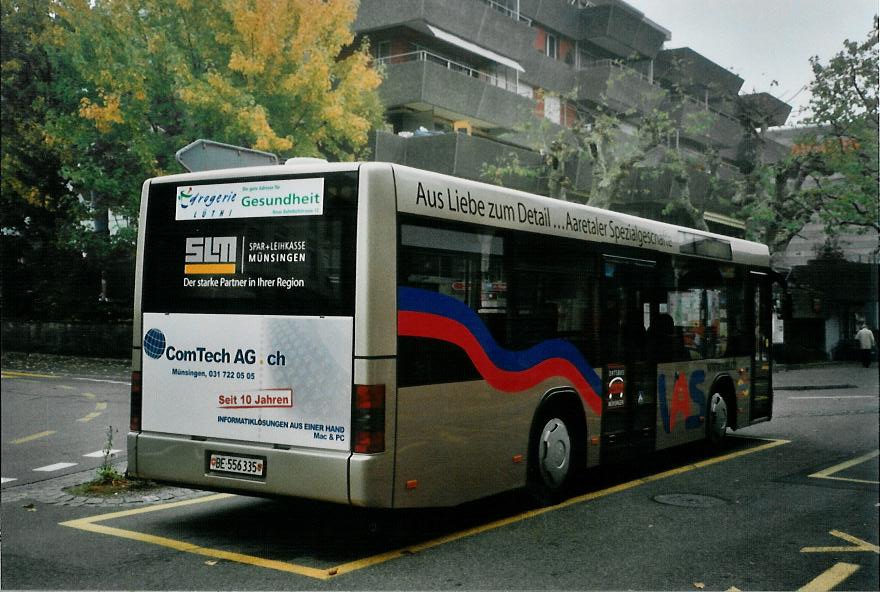 (111'403) - Lengacher, Mnsingen - Nr. 7/BE 556'335 - MAN/Gppel (ex AFA Adelboden Nr. 55; ex Matt, FL-Mauren Nr. 66) am 11. Oktober 2008 beim Bahnhof Mnsingen