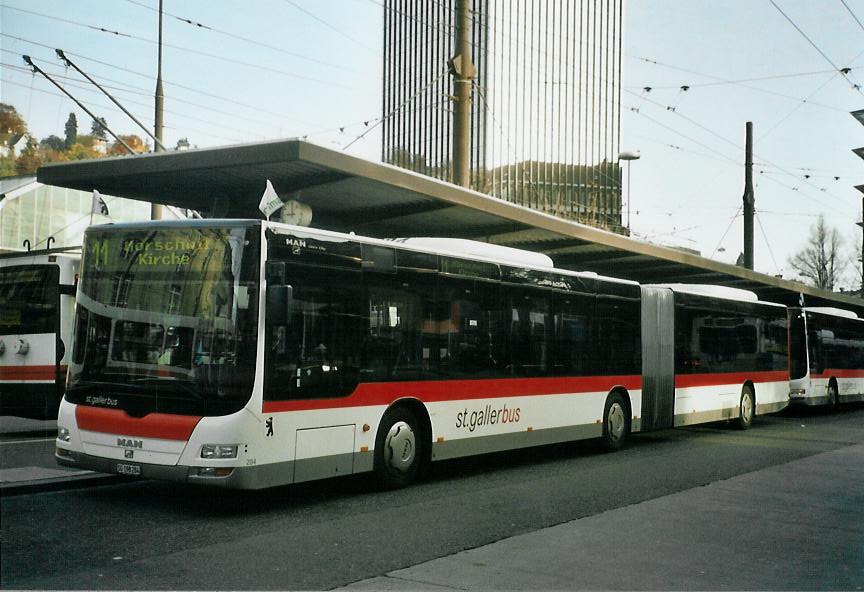 (111'513) - St. Gallerbus, St. Gallen - Nr. 284/SG 198'284 - MAN am 13. Oktober 2008 beim Bahnhof St. Gallen