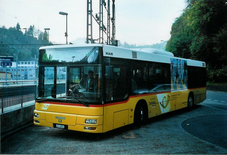 (111'733) - Amstein, Willisau - Nr. 2/LU 15'552 - MAN am 26. Oktober 2008 beim Bahnhof Wolhusen