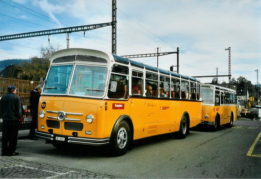 (111'813) - Stebler, Basel - BS 1815 - Saurer/FHS (ex Reber, Basel; ex Eggenberger, Mriken; ex Ott, Wetzikon; ex OPC Ennetbrgen Nr. 3; ex AVG Grindelwald; ex P 24'143) am 2. November 2008 beim Bahnhof Gelterkinden