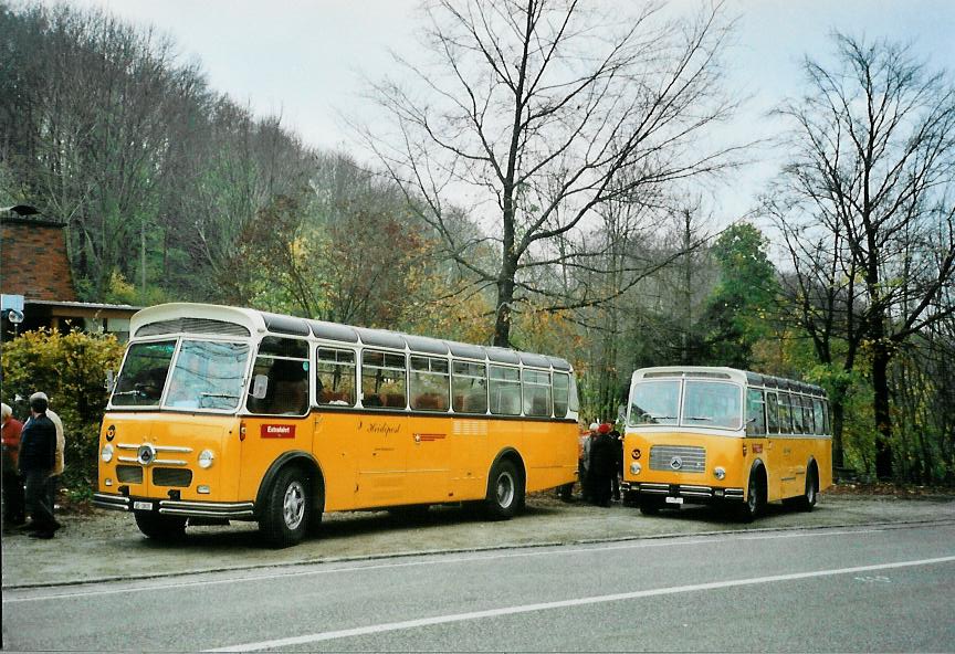 (111'815) - Stebler, Basel - BS 1815 - Saurer/FHS (ex Reber, Basel; ex Eggenberger, Mriken; ex Ott, Wetzikon; ex OPC Ennetbrgen Nr. 3; ex AVG Grindelwald; ex P 24'143) + Streiff, Gelterkinden - AG 306'557 - Saurer/Gangloff (ex Oldie-Tours Zrisee, Wollerau; ex OTAG, Wald; ex Leibundgut, Obergoldbach; ex Krebs, Belpberg) am 2. November 2008 in Staffelegg, Passhhe