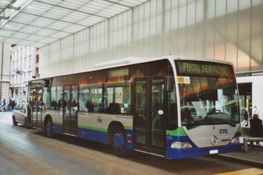 (112'612) - TPL Lugano - Nr. 8/TI 207'008 - Mercedes am 9. Dezember 2008 in Lugano, Centro