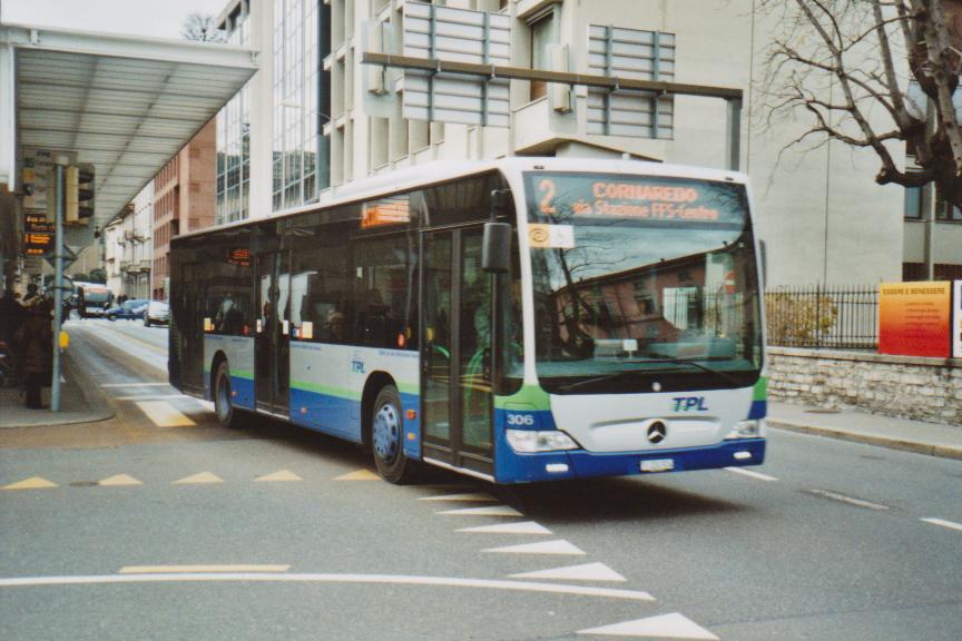 (112'619) - TPL Lugano - Nr. 306/TI 224'924 - Mercedes am 9. Dezember 2008 in Lugano, Centro