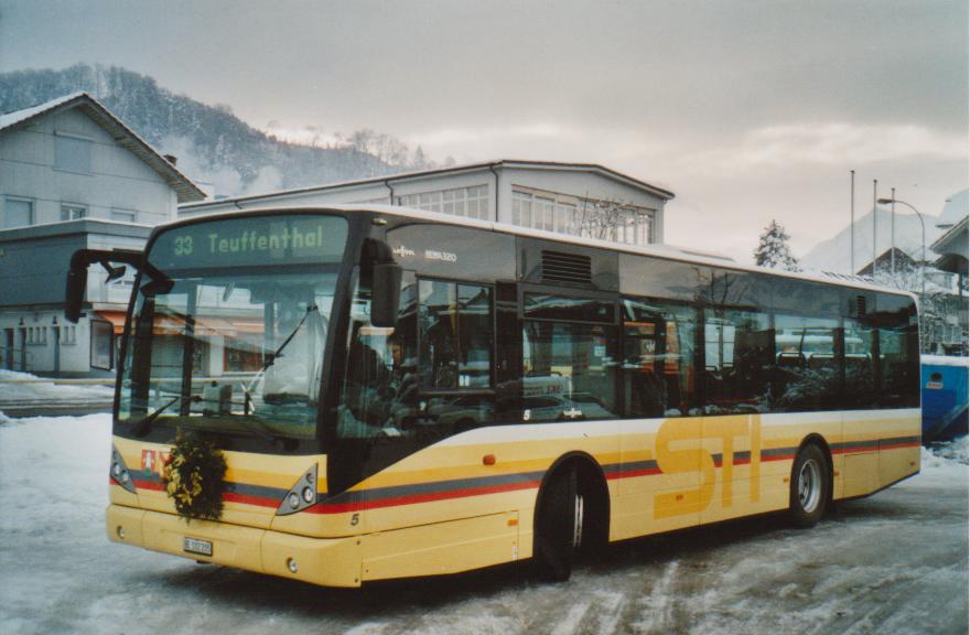 (112'910) - STI Thun - Nr. 5/BE 102'205 - Van Hool (ex Moser, Teuffenthal; ex Burri, Teuffenthal) am 14. Dezember 2008 in Steffisburg, Ziegelei