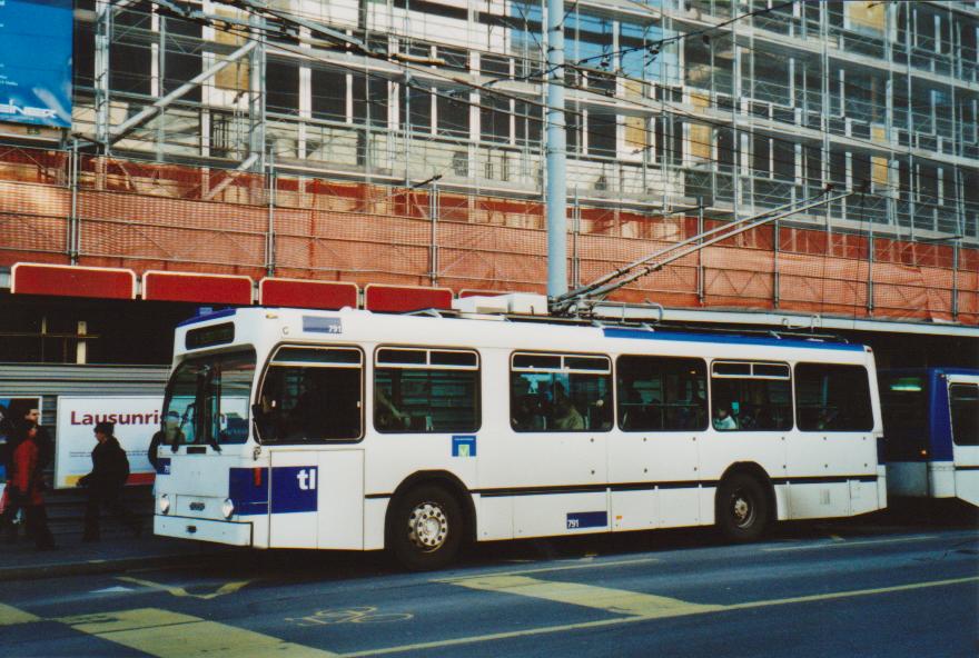 (113'124) - TL Lausanne - Nr. 791 - NAW/Lauber Trolleybus am 22. Dezember 2008 in Lausanne, Rue Neuve