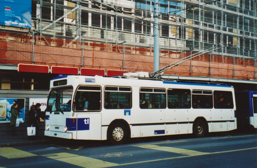 (113'128) - TL Lausanne - Nr. 776 - NAW/Lauber Trolleybus am 22. Dezember 2008 in Lausanne, Rue Neuve