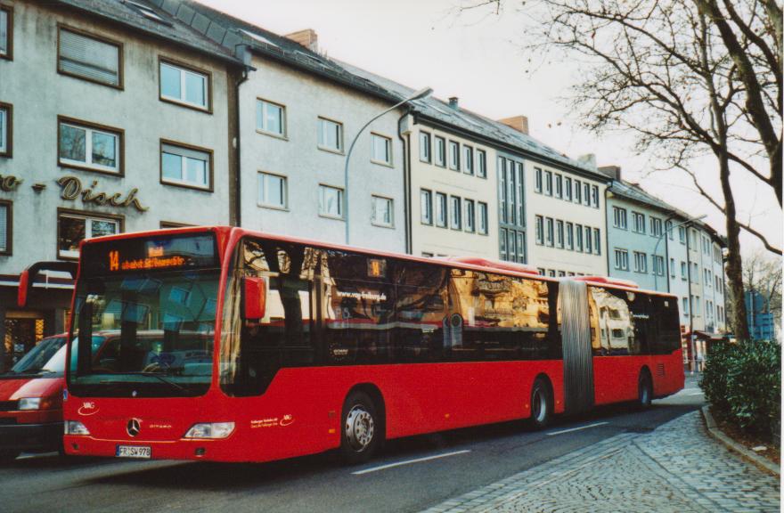 (113'535) - VAG Freiburg - Nr. 978/FR-SW 978 - Mercedes am 3. Januar 2009 in Freiburg, Siegesdenkmal