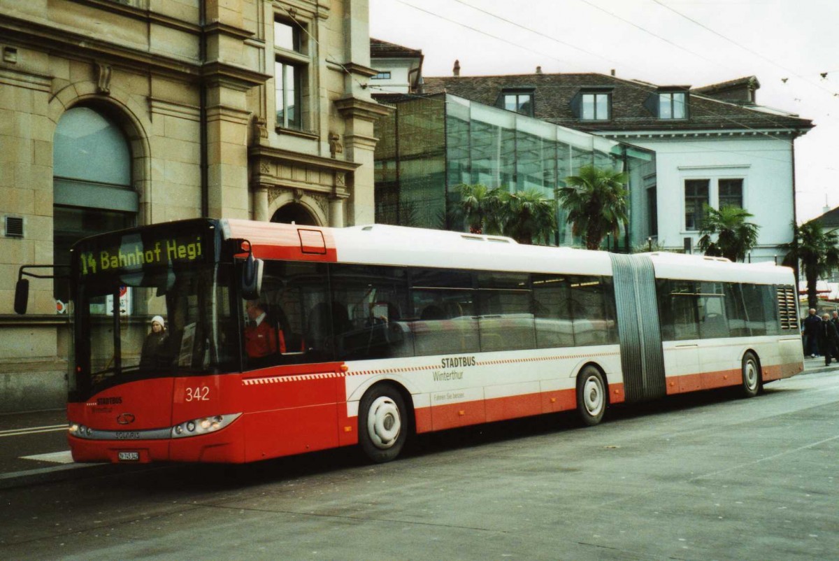 (114'105) - SW Winterthur - Nr. 342/ZH 745'342 - Solaris am 21. Januar 2009 beim Hauptbahnhof Winterthur