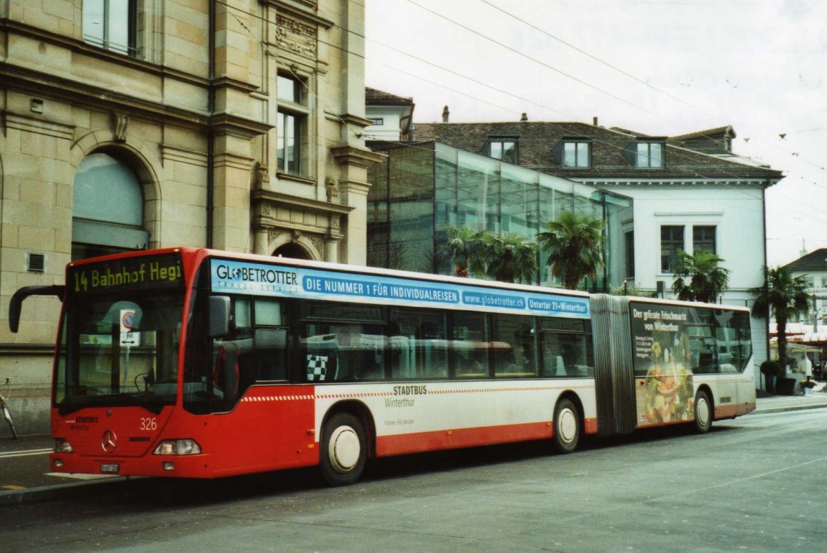 (114'115) - SW Winterthur - Nr. 326/ZH 697'326 - Mercedes am 21. Januar 2009 beim Hauptbahnhof Winterthur