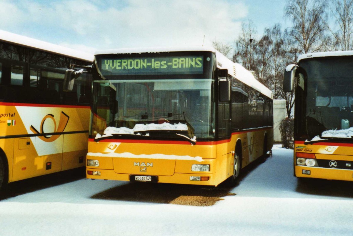 (114'209) - CarPostal Ouest - VD 510'249 - MAN (ex P 25'587) am 14. Februar 2009 in Yverdon, Garage