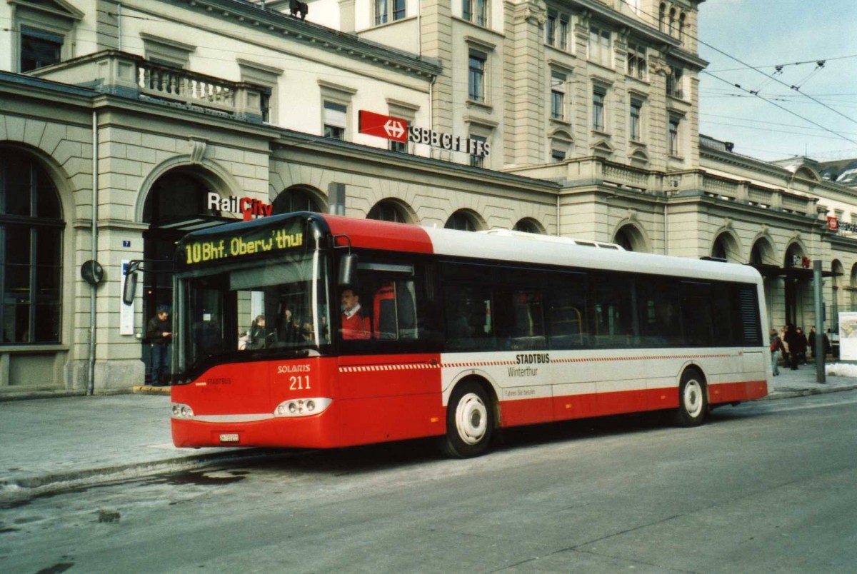 (114'519) - SW Winterthur - Nr. 211/ZH 730'211 - Solaris am 18. Februar 2009 beim Hauptbahnhof Winterthur