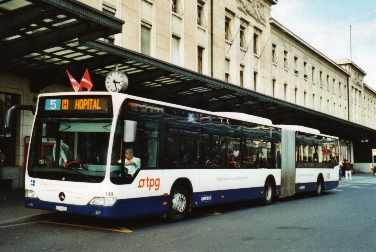 (115'011) - TPG Genve - Nr. 148/GE 960'532 - Mercedes am 8. Mrz 2009 beim Bahnhof Genve