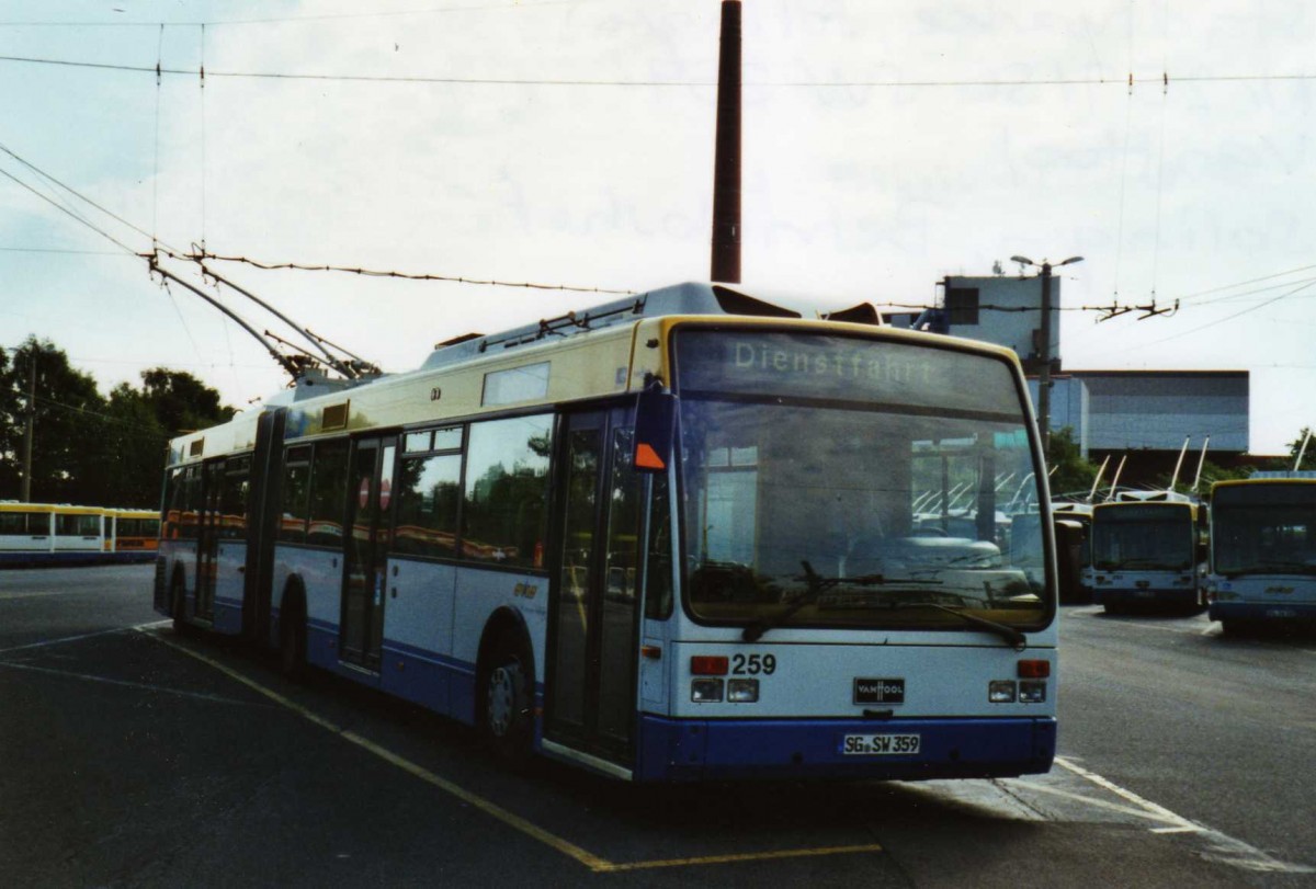 (118'107) - SWS Solingen - Nr. 259/SG-SW 359 - Van Hool Gelenktrolleybus am 5. Juli 2009 in Solingen, Betriebshof