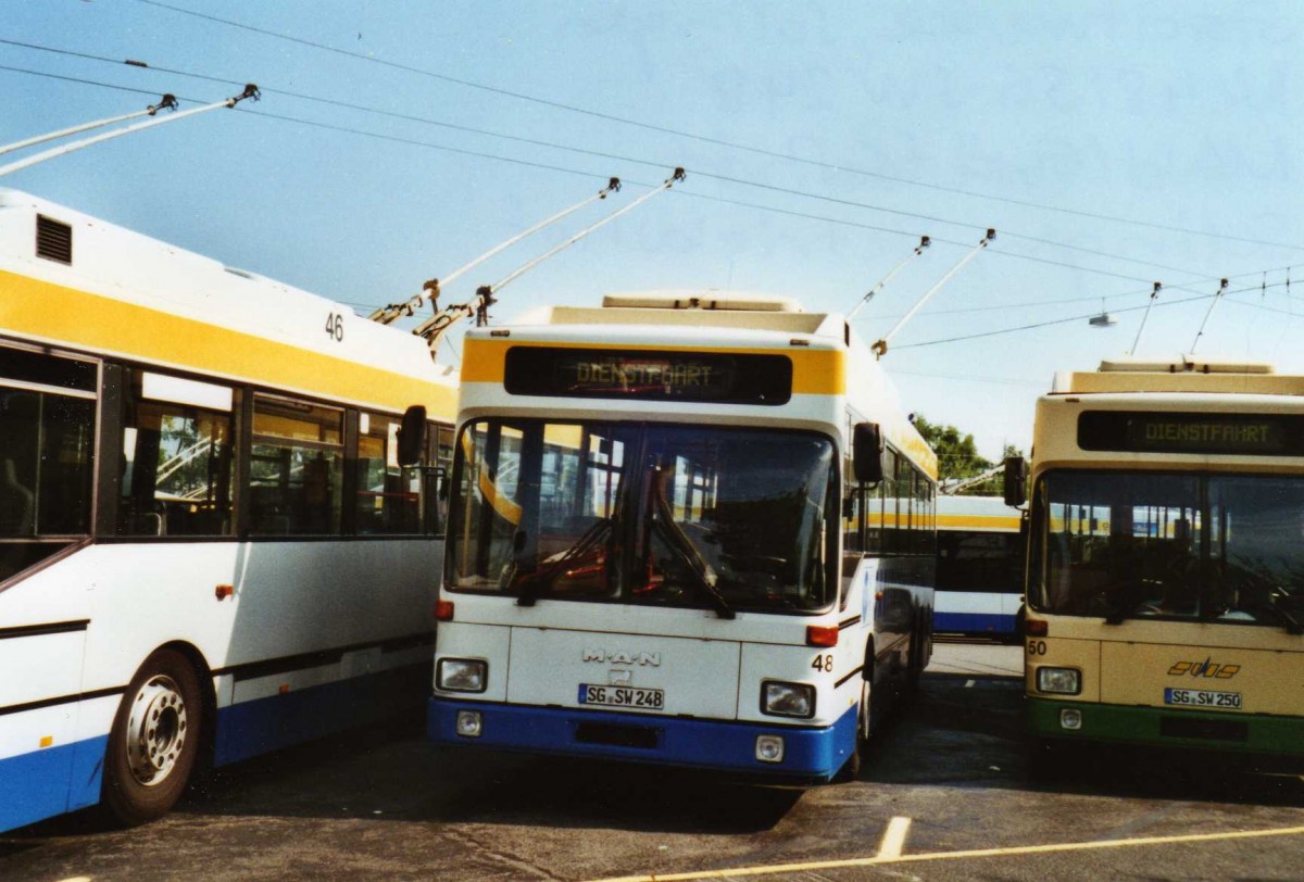 (118'128) - SWS Solingen - Nr. 48/SG-SW 248 - MAN/Grf&Stift Trolleybus am 5. Juli 2009 in Solingen, Betriebshof