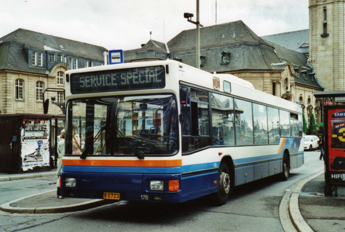 (118'730) - AVL Luxembourg - Nr. 178/B 0723 - MAN am 8. Juli 2009 beim Bahnhof Luxembourg