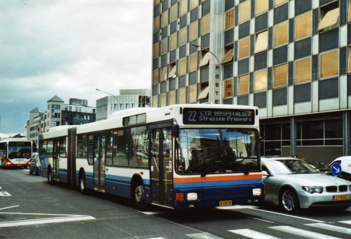 (118'818) - AVL Luxembourg - Nr. 79/B 0808 - MAN am 8. Juli 2009 beim Bahnhof Luxembourg