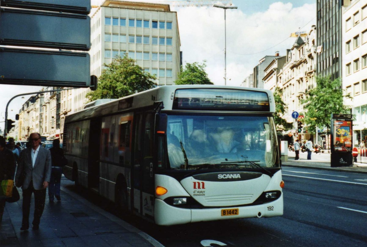 (118'825) - AVL Luxembourg - Nr. 192/B 1442 - Scania am 8. Juli 2009 beim Bahnhof Luxembourg