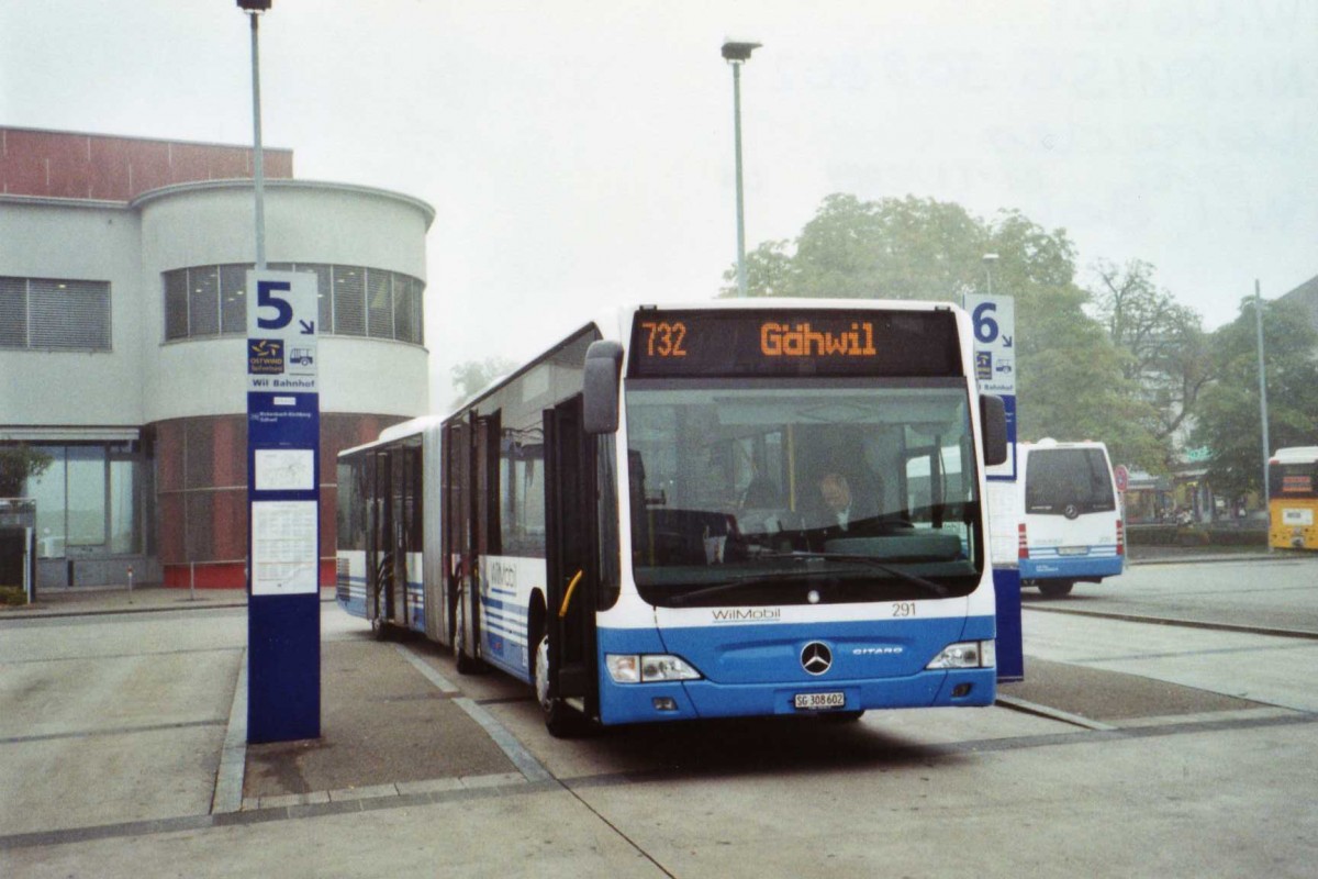 (121'306) - WilMobil, Wil - Nr. 291/SG 308'602 - Mercedes am 23. September 2009 beim Bahnhof Wil