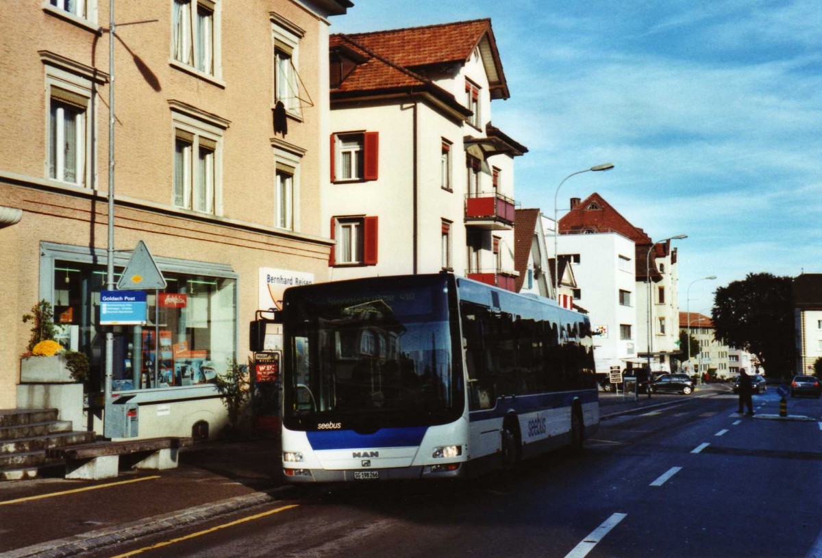 (121'710) - St. Gallerbus, St. Gallen - Nr. 266/SG 198'266 - MAN/Gppel am 24. Oktober 2009 in Goldach, Post