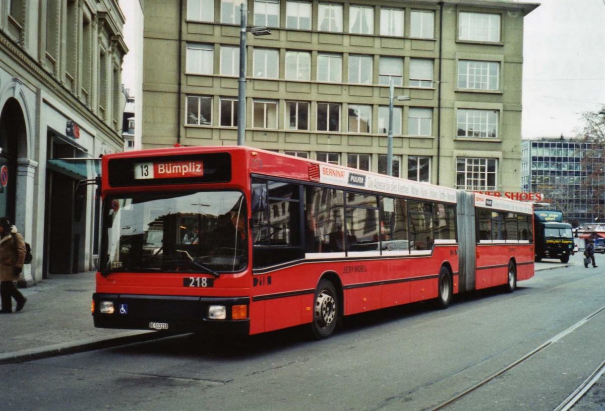 (124'334) - Bernmobil, Bern - Nr. 218/BE 513'218 - MAN am 15. Februar 2010 beim Bahnhof Bern