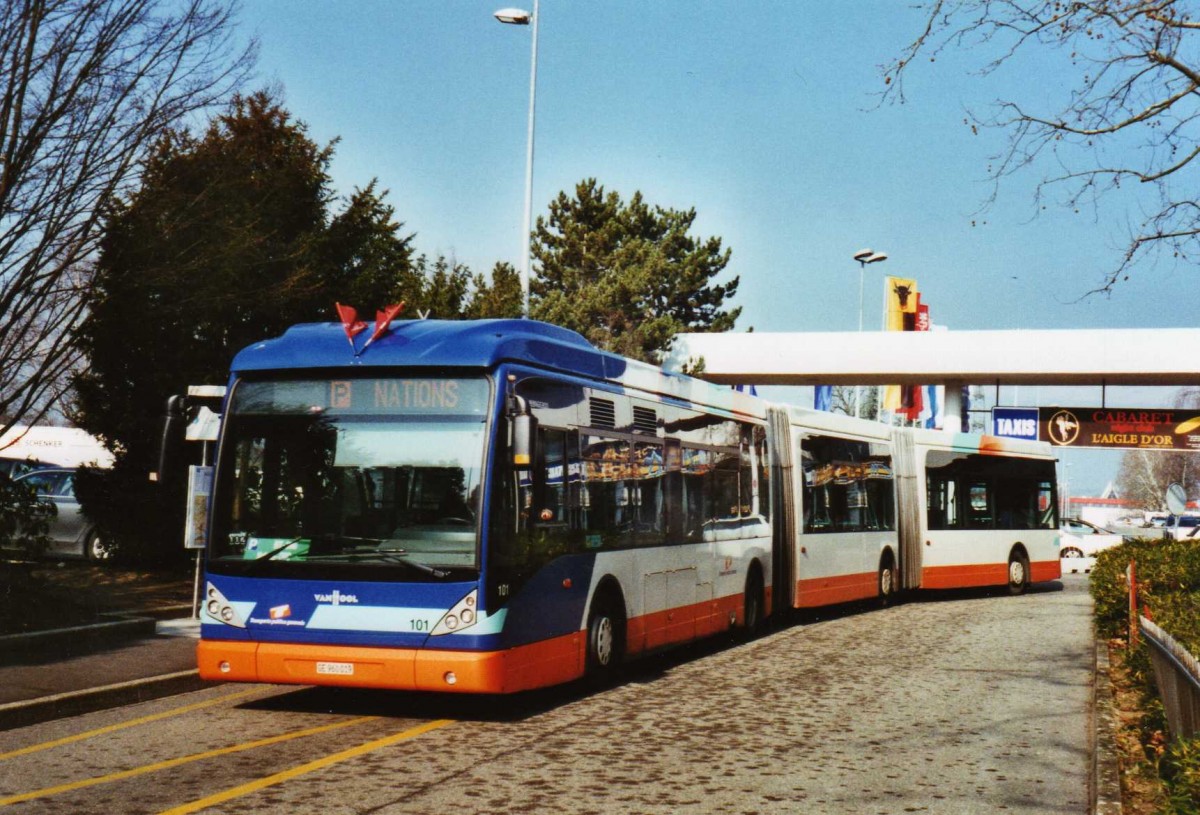 (124'910) - TPG Genve - Nr. 101/GE 960'019 - Van Hool am 13. Mrz 2010 in Genve, Palexpo