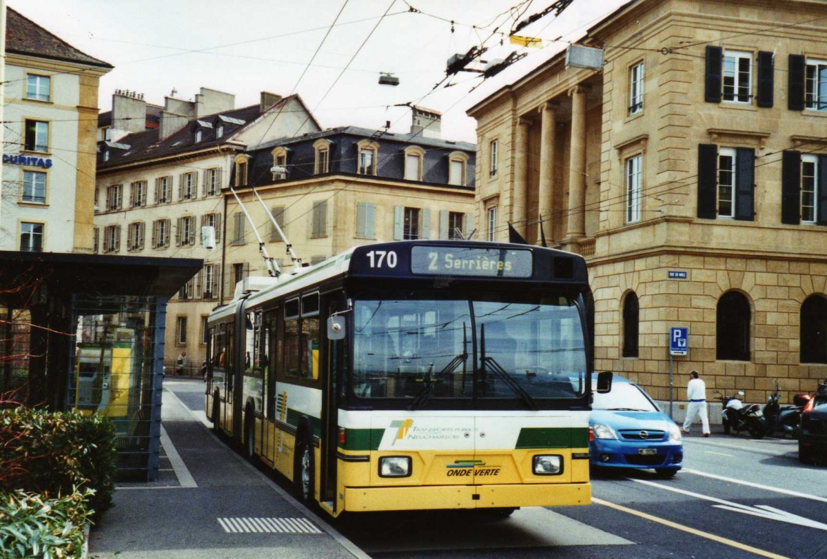 (125'224) - TN Neuchtel - Nr. 170 - FBW/Hess Gelenktrolleybus am 22. Mrz 2010 in Neuchtel, Place Pury