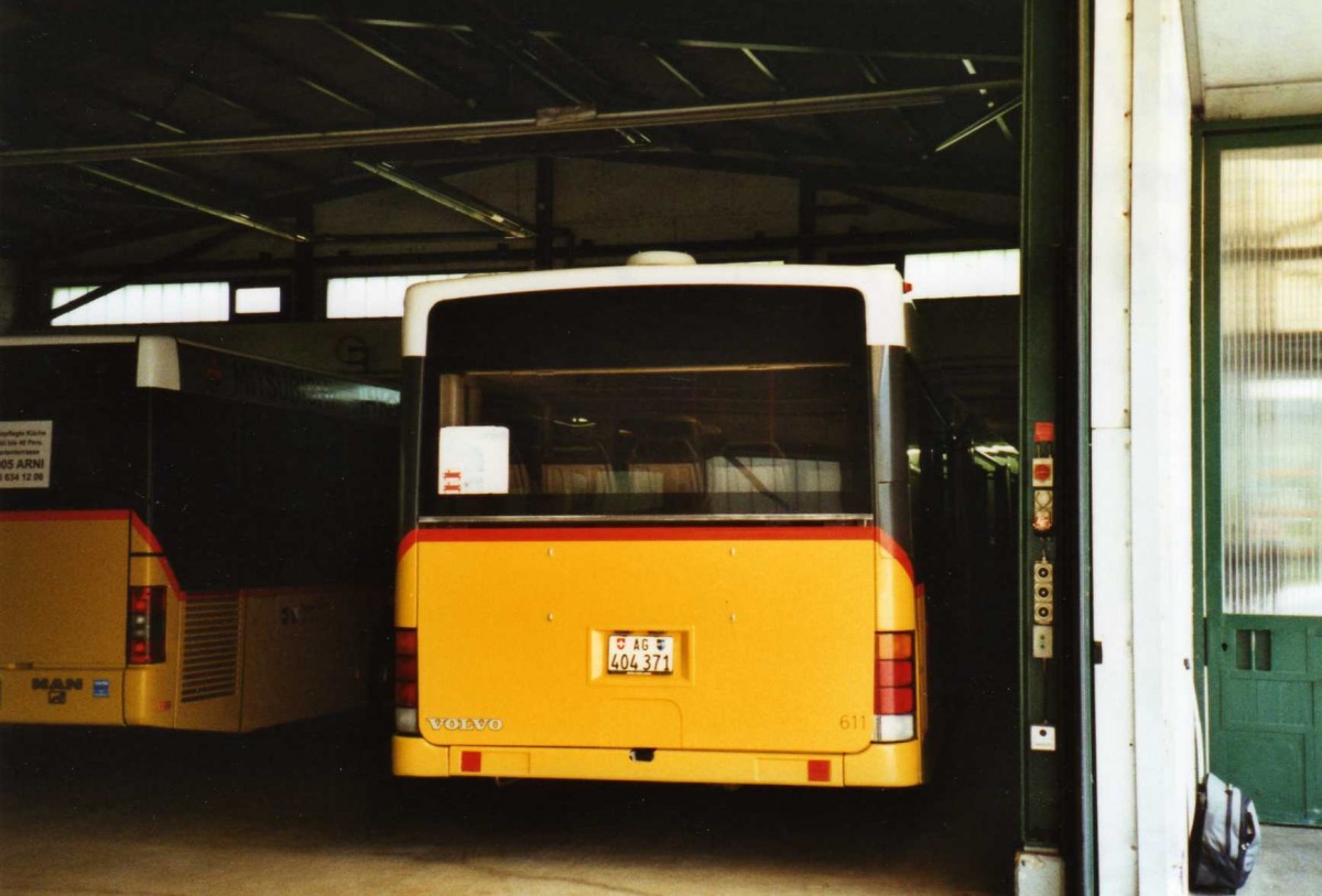 (125'625) - Stutz, Jonen - Nr. 611/AG 404'371 - Volvo/Hess (ex PostAuto Bern Nr. 611; ex P 27'731) am 24. April 2010 in Aeugstertal, Garage