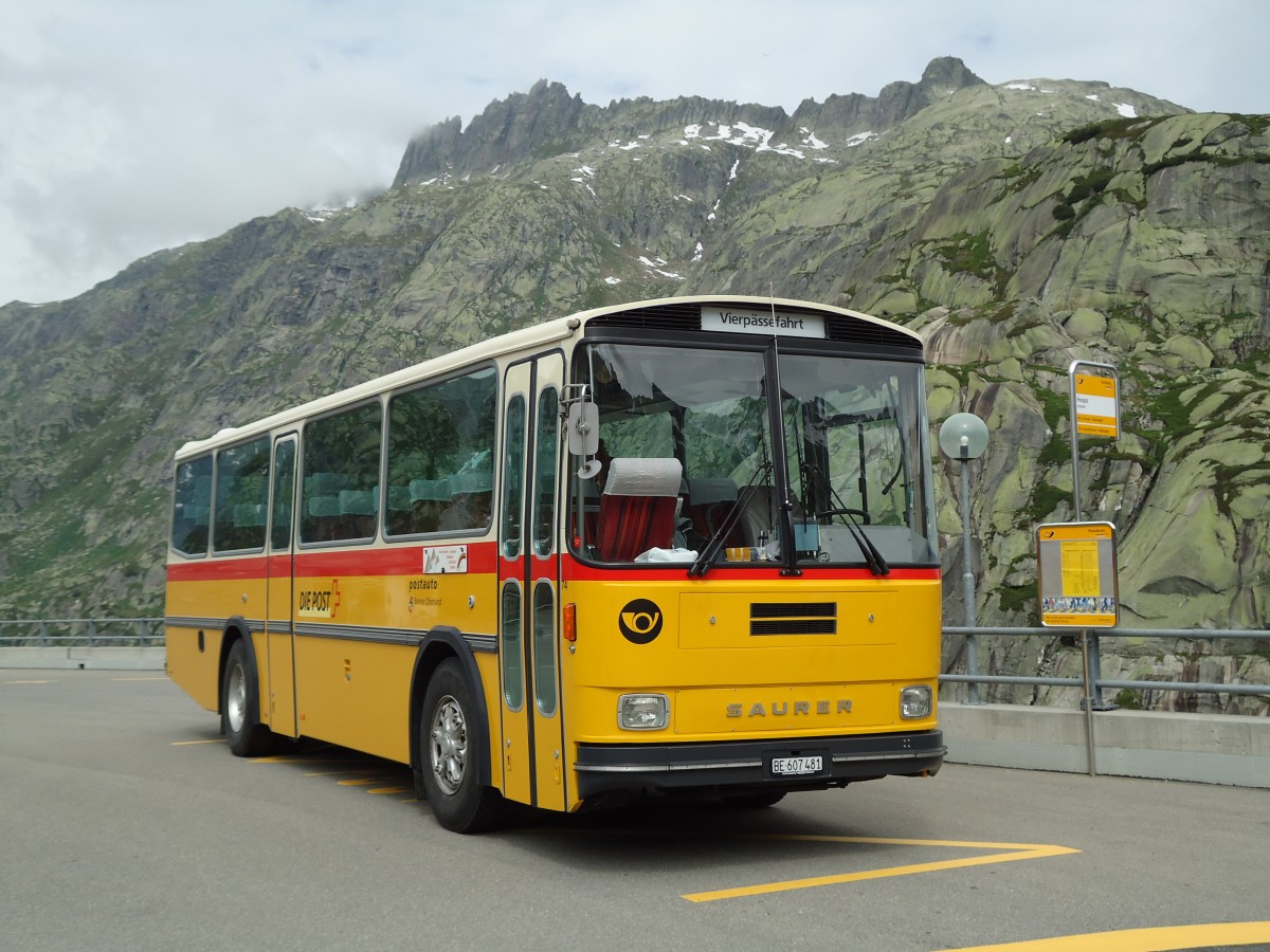 (127'532) - AVG Meiringen - Nr. 74/BE 607'481 - Saurer/R&J (ex P 24'357) am 4. Juli 2010 in Grimsel, Hospiz