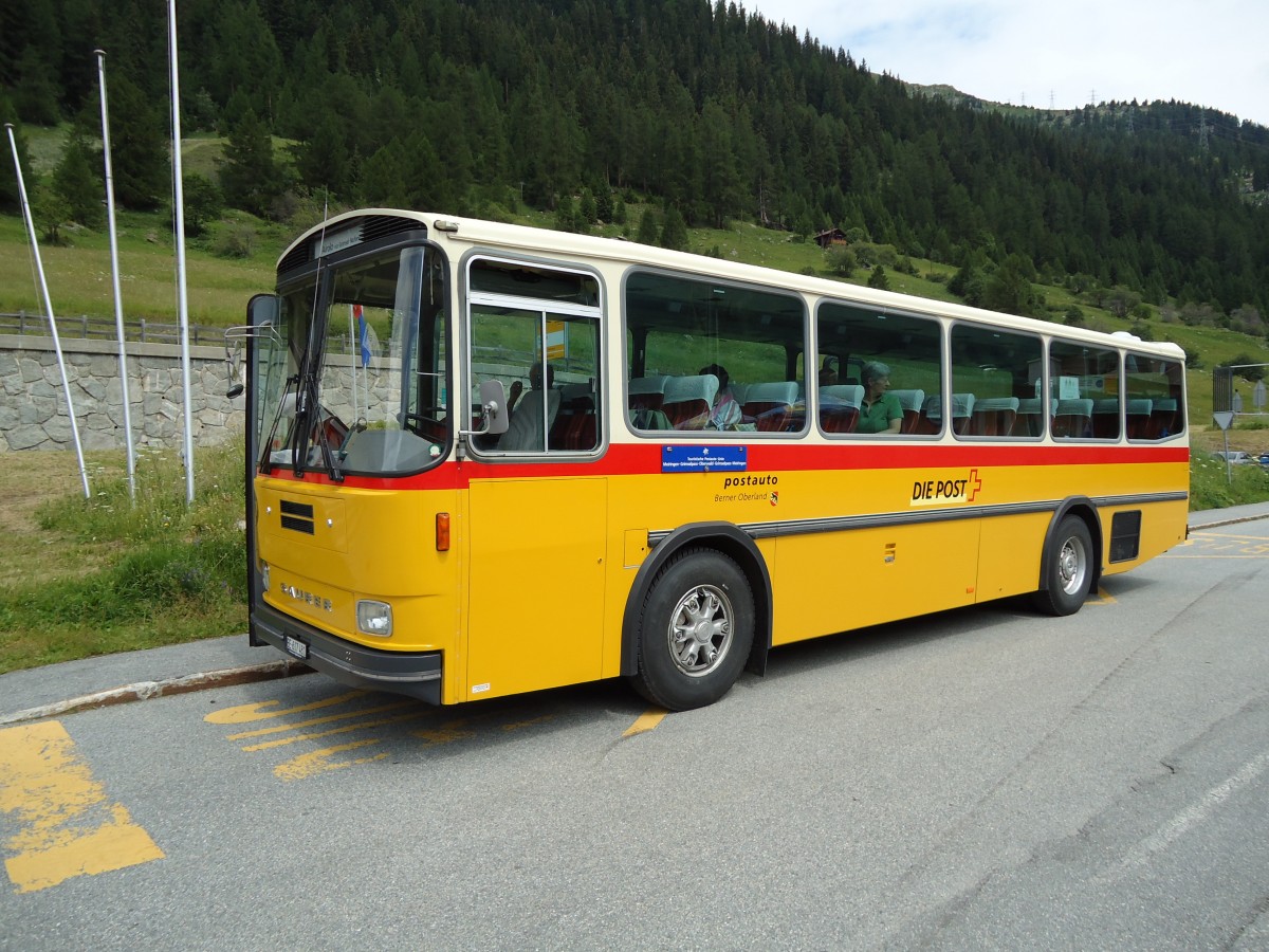 (127'548) - AVG Meiringen - Nr. 74/BE 607'481 - Saurer/R&J (ex P 24'357) am 4. Juli 2010 beim Bahnhof Oberwald