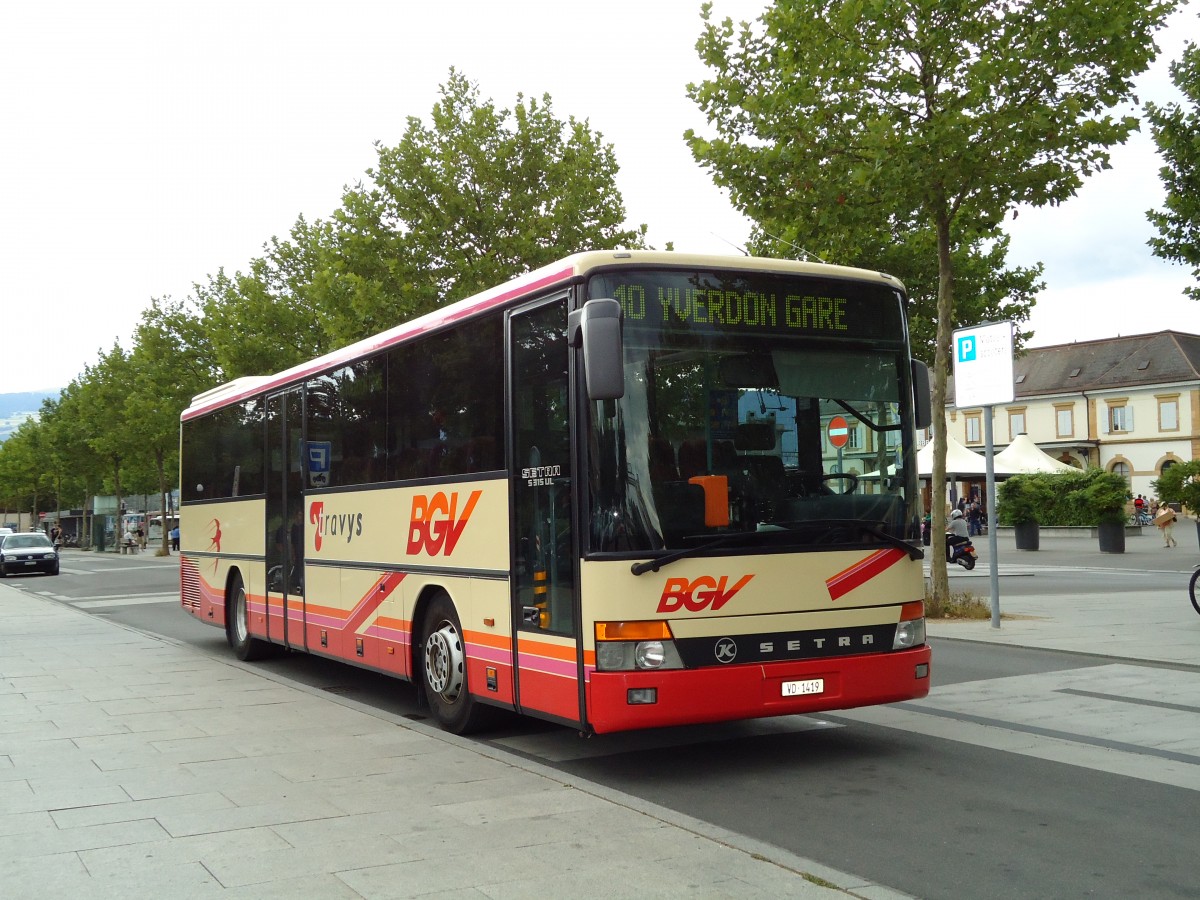 (128'091) - TRAVYS Yverdon - VD 1419 - Setra (ex TPYG Yverdon) am 26. Juli 2010 beim Bahnhof Yverdon