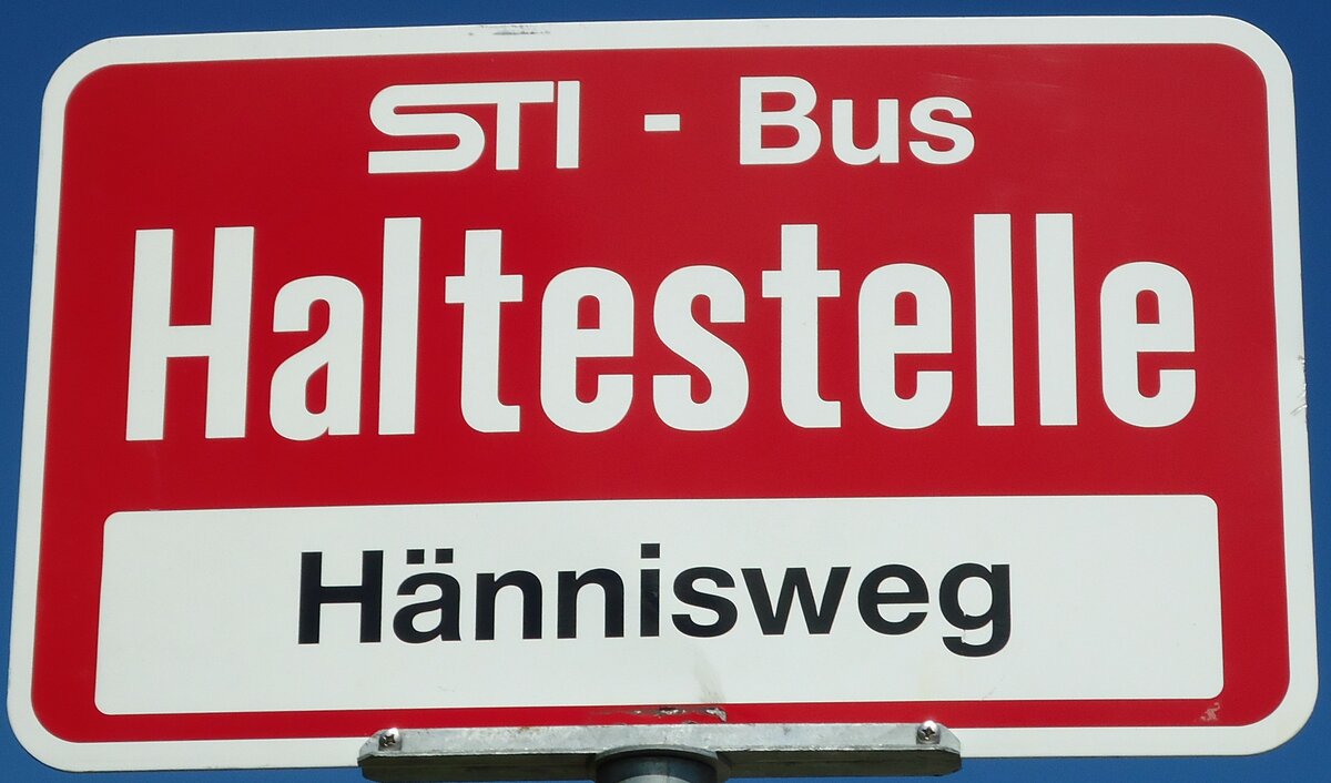 (128'182) - STI-Haltestellenschild - Thun, Hnnisweg - am 1. August 2010