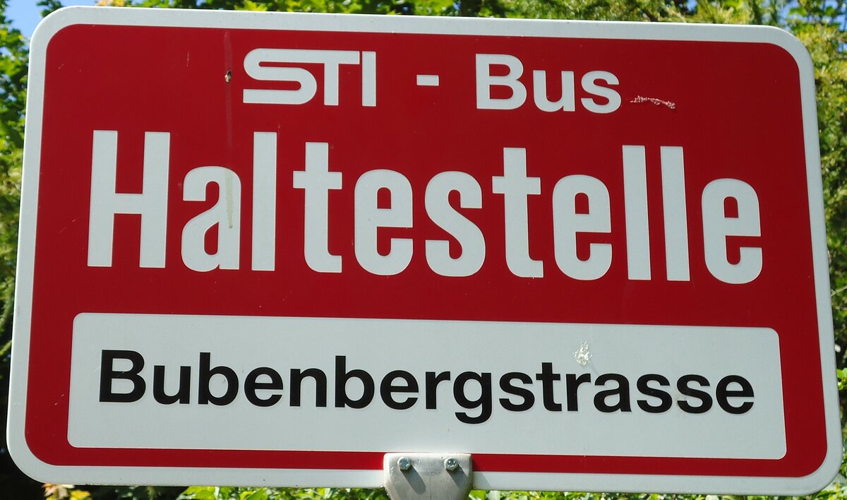 (128'184) - STI-Haltestellenschild - Thun, Bubenbergstrasse - am 1. August 2010