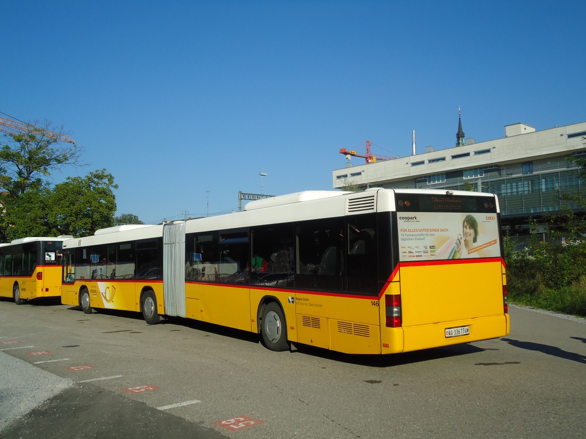 (128'912) - Stutz, Jonen - Nr. 146/AG 336'774 - MAN (ex Nr. 28) am 21. August 2010 beim Bahnhof Frauenfeld