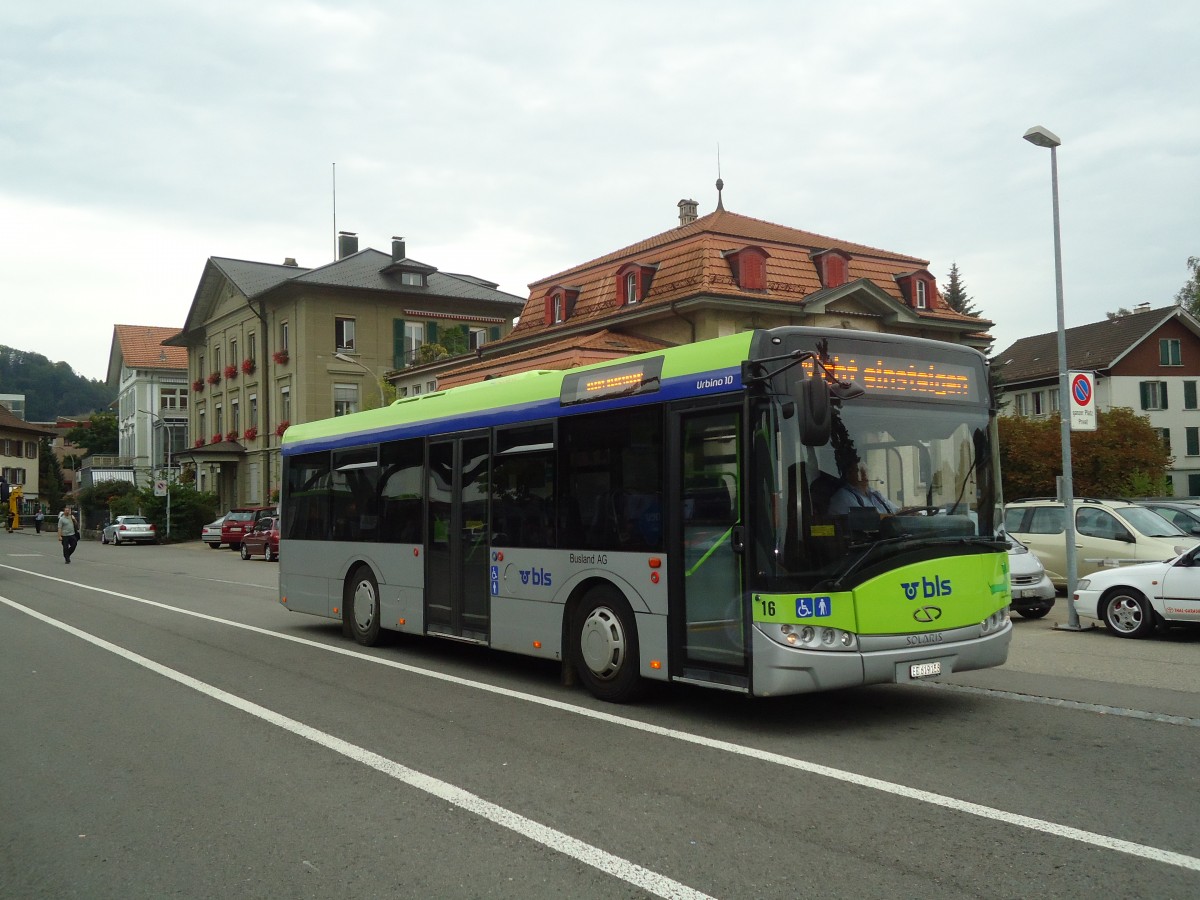 (129'111) - Busland, Burgdorf - Nr. 16/BE 619'158 - Solaris am 23. August 2010 beim Bahnhof Burgdorf