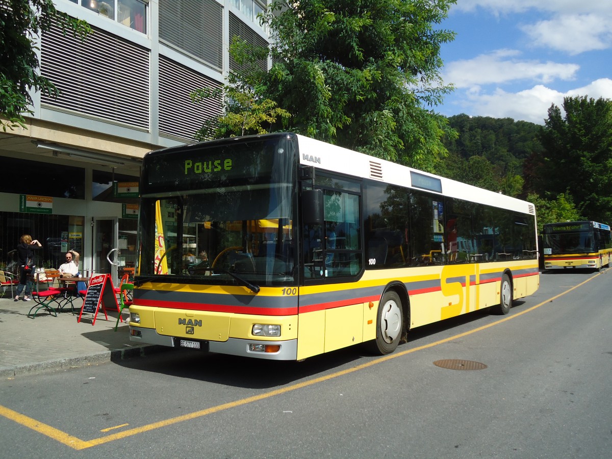 (129'165) - STI Thun - Nr. 100/BE 577'100 - MAN am 29. August 2010 bei der Schifflndte Thun