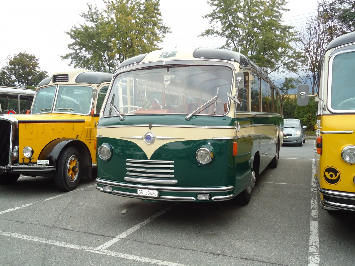 (129'802) - Fischer, Chur - GR 20'420 - Saurer/R&J (ex Geiger, Adelboden Nr. 1; ex AAGI Interlaken) am 18. September 2010 in Chur, Obere Au