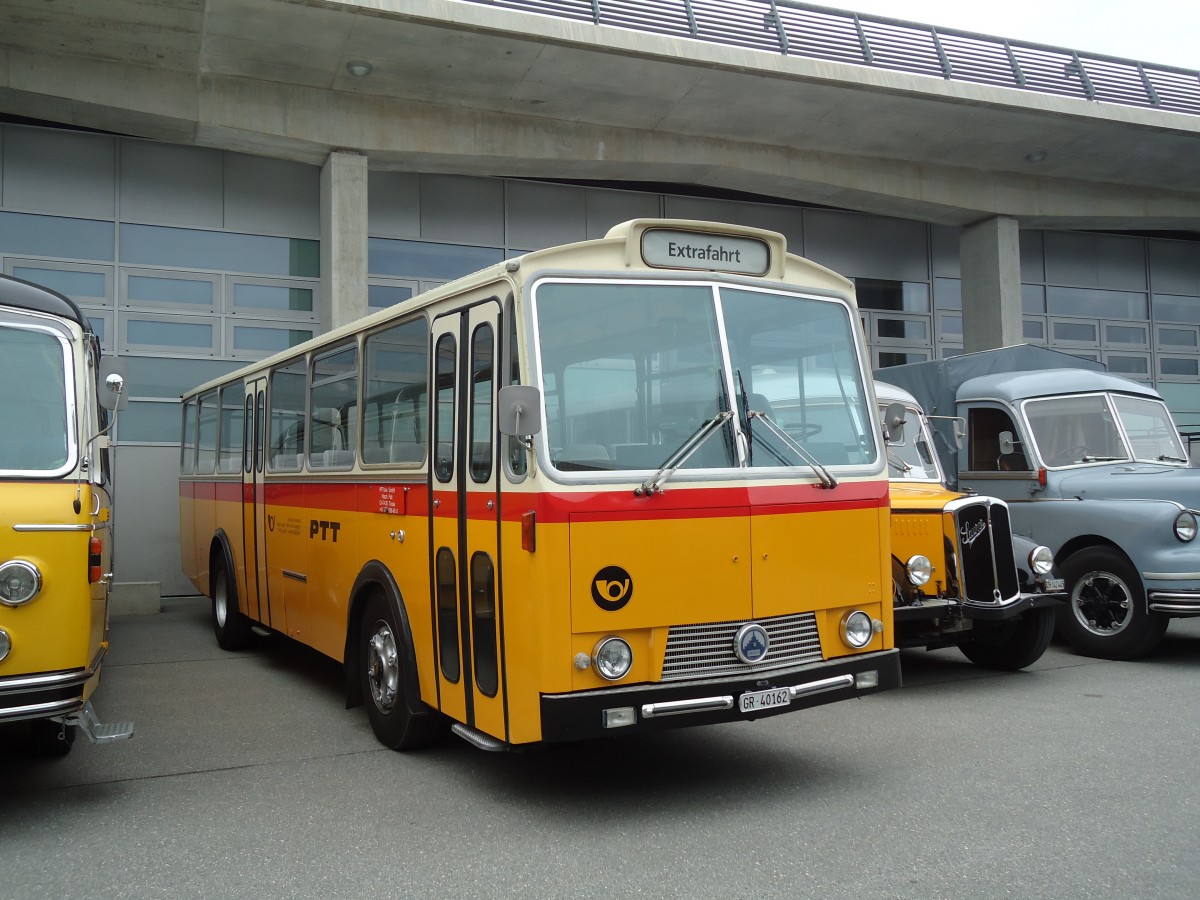 (129'946) - HPTrans, Thusis - GR 40'162 - Saurer/Tscher (ex Mauerhofer, Worb; ex Erni, Schupfart Nr. 3; ex P 24'636) am 18. September 2010 in Breil, Militranlage