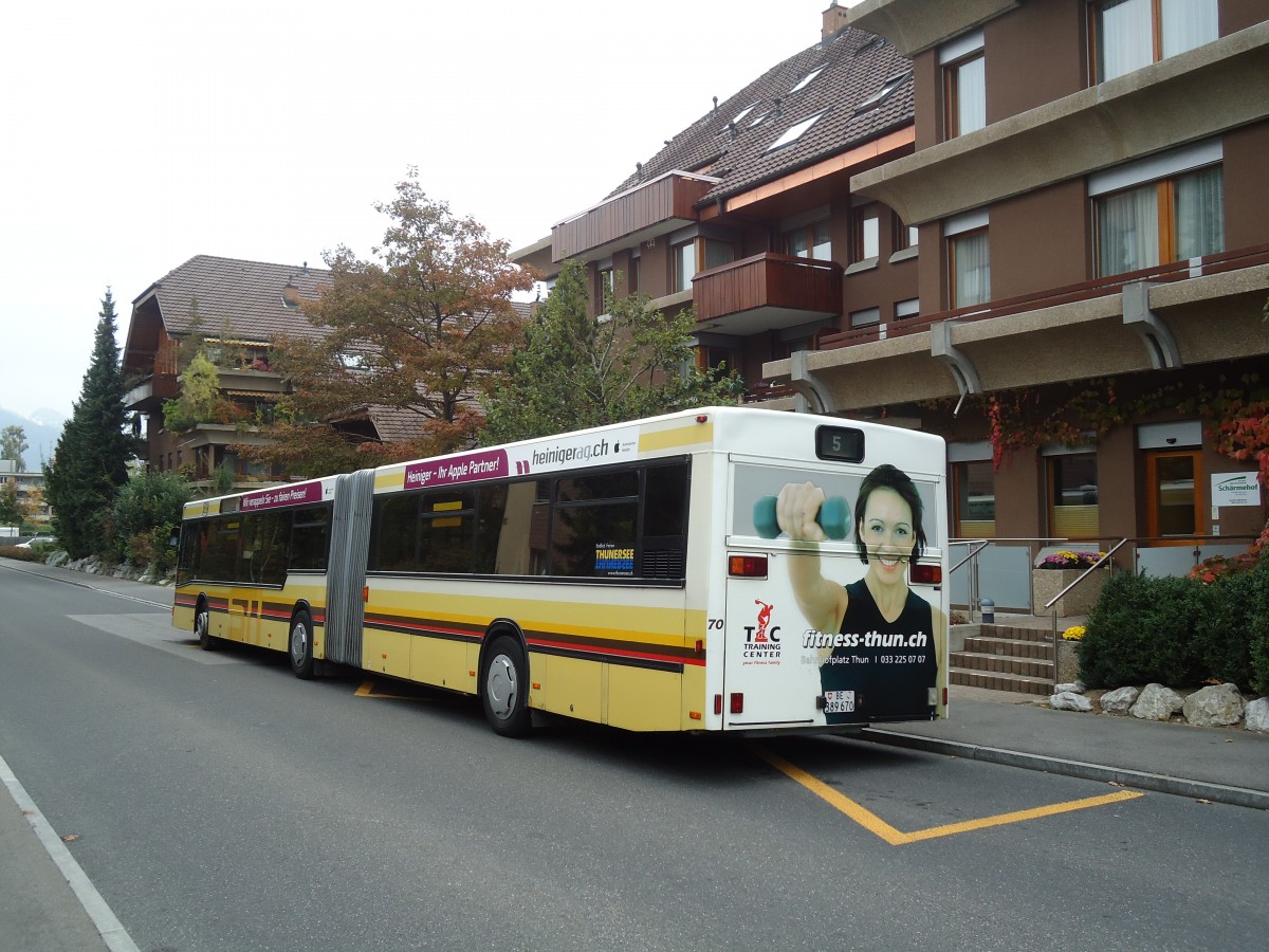 (130'385) - STI Thun - Nr. 70/BE 389'670 - MAN am 12. Oktober 2010 in Thun, Schorenfriedhof